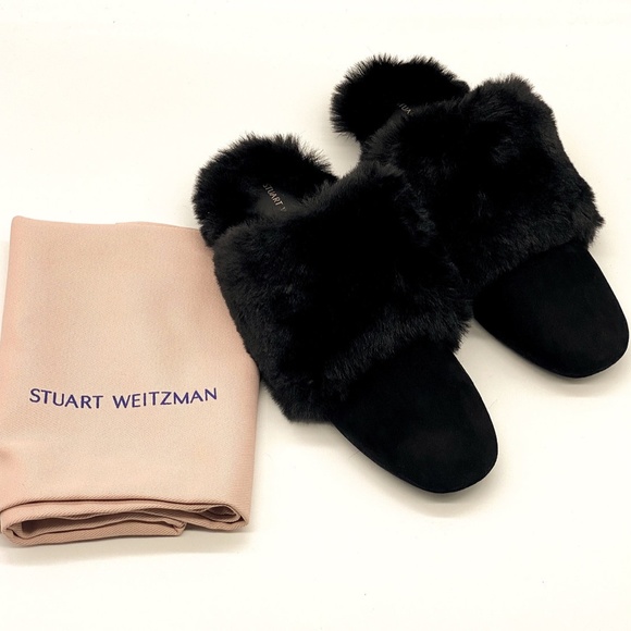 Stuart Weitzman Edie Chill Faux Fur Trimmed Mule - Picture 4 of 9